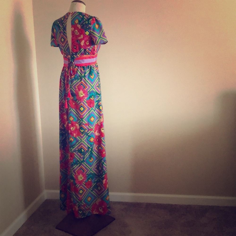 Champagne & Strawberry Floral/Geo Maxi Dress